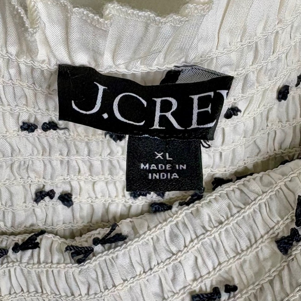 J.Crew Catania Cotton Smocked Maxi Dress XL White Blue Summer Vacation Easy NWT - Picture 9 of 14